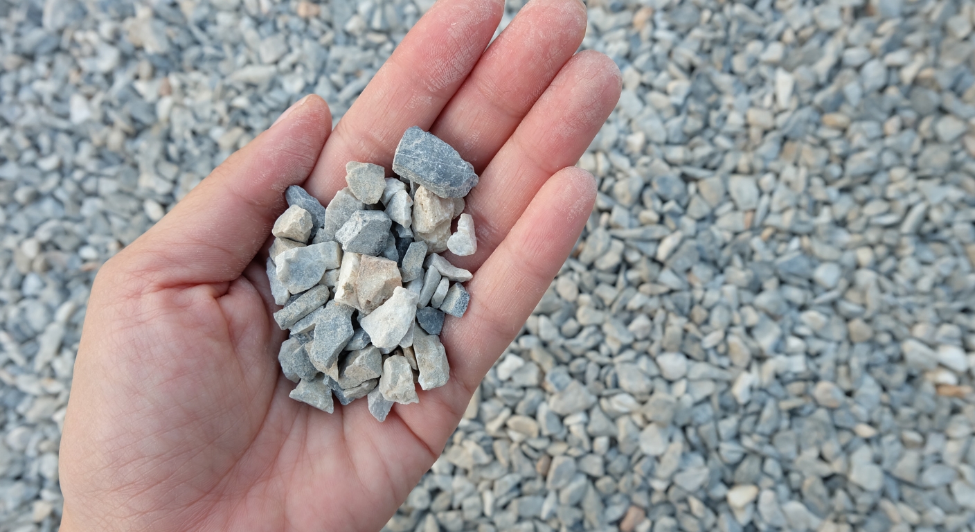 a hand holding gravel